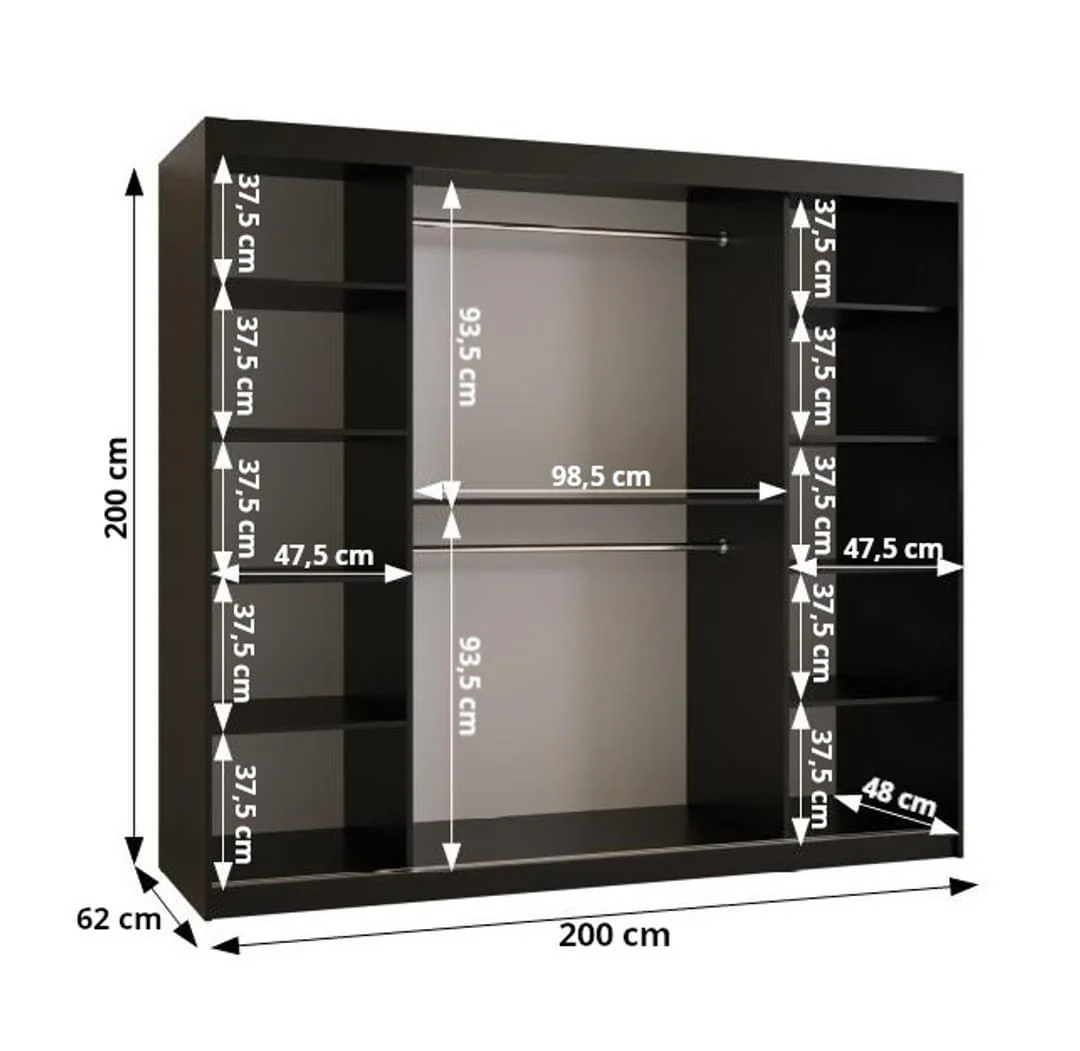 Ramiro II Sliding Door Wardrobe 200cm - Image 5