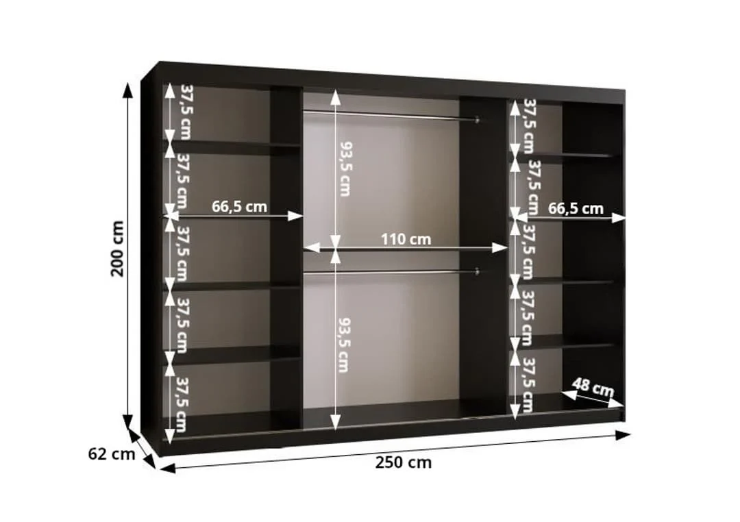 Ramiro II Sliding Door Wardrobe 250cm - Image 5