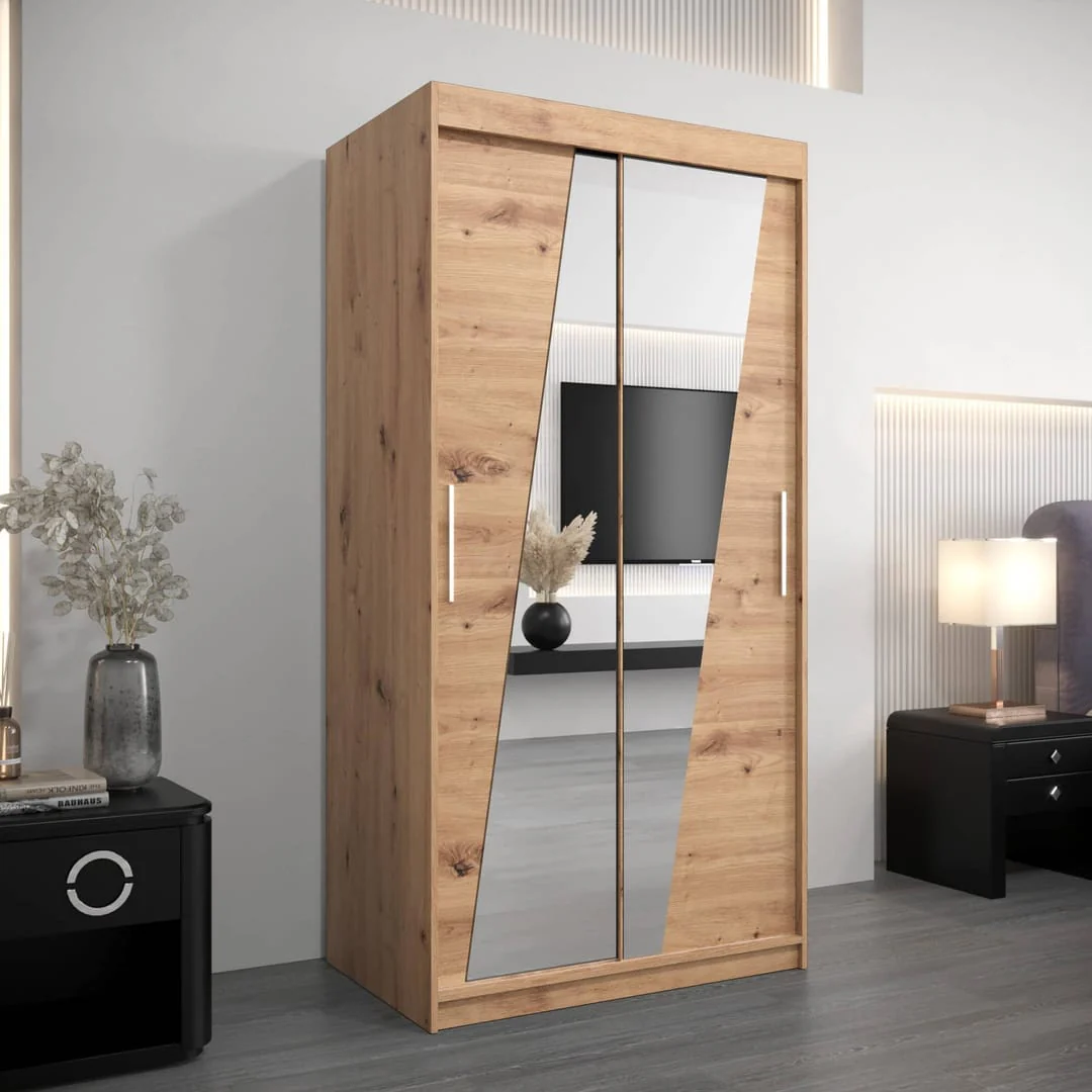 Rhomb Sliding Door Wardrobe 100cm - Image 9