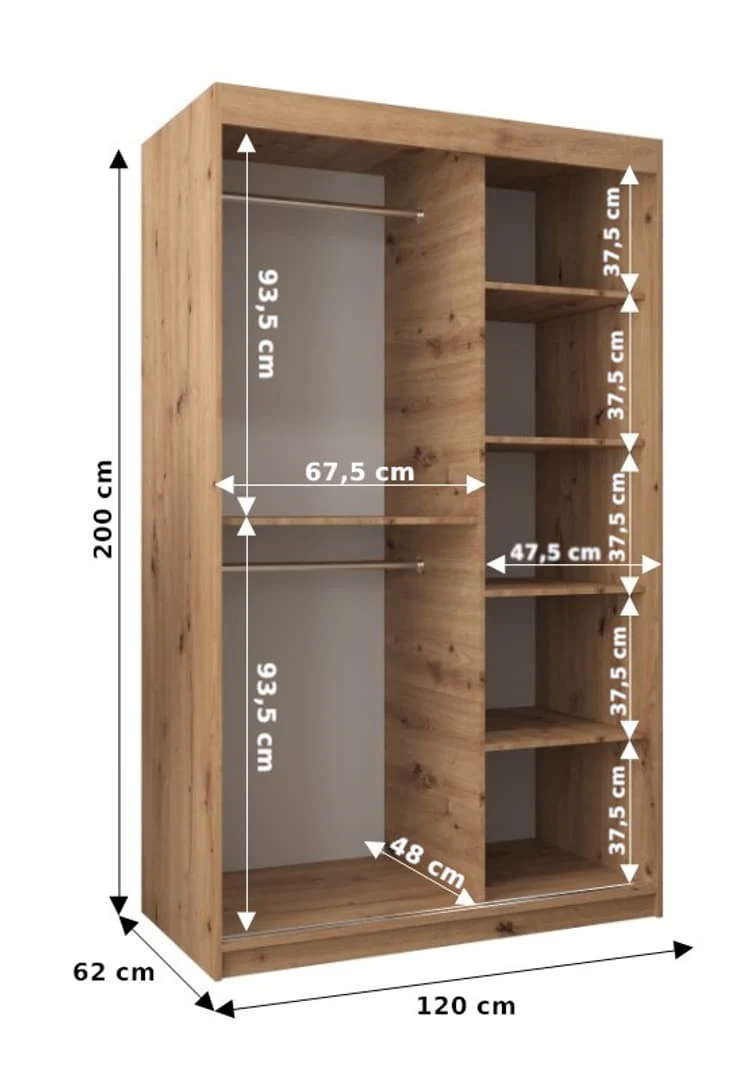 Rhomb Sliding Door Wardrobe 120cm - Image 17