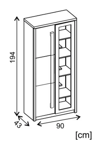 Roma ROM2 Tall Display Cabinet 90cm - Image 3