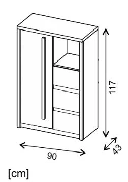 Roma ROM8 Highboard Cabinet 90cm - Image 2