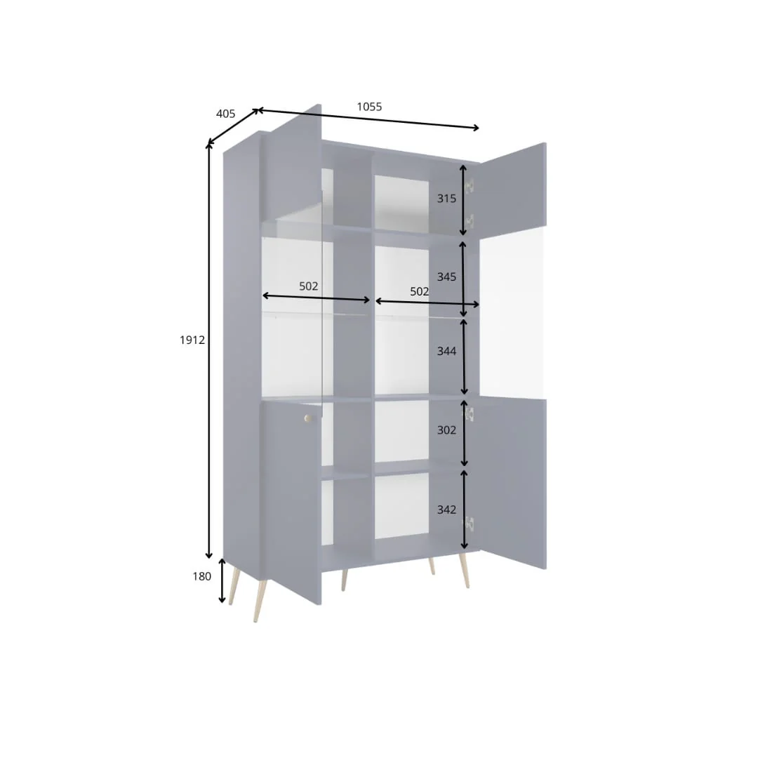 Rose Tall Display Cabinet 106cm - Image 3
