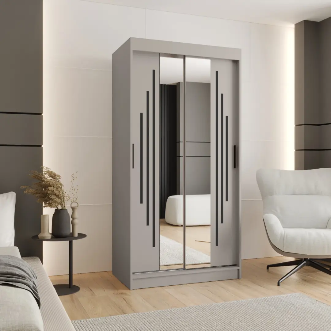 Rubino Y1 Sliding Door Wardrobe 100cm - Image 5
