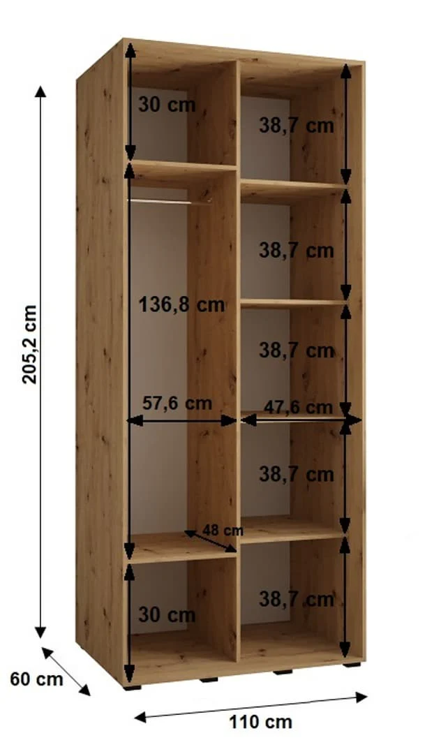 Sapporo I Sliding Door Wardrobe 110cm - Image 7
