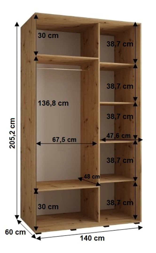 Sapporo I Sliding Door Wardrobe 140cm - Image 7