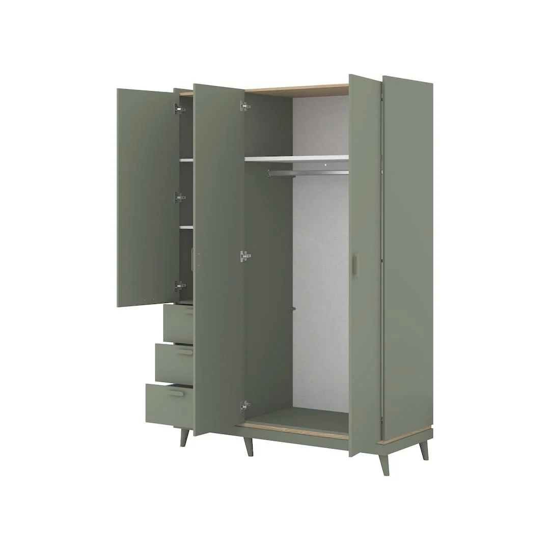 Scandi Hinged Door Wardrobe 144cm - Image 3