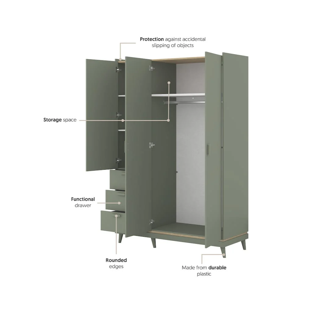 Scandi Hinged Door Wardrobe 144cm - Image 5