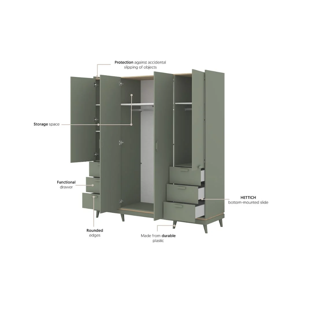 Scandi Hinged Door Wardrobe 190cm - Image 5