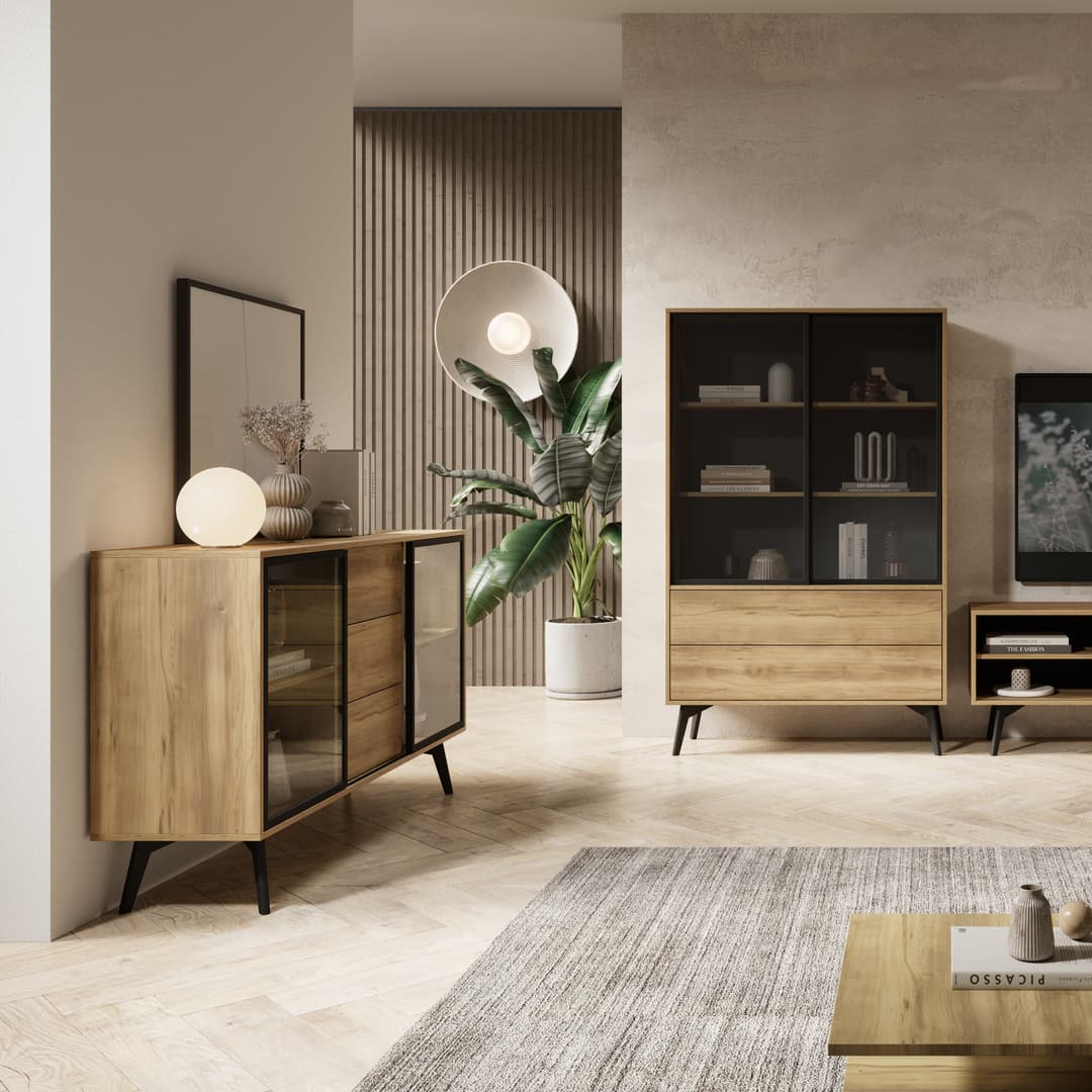 Slide Display Sideboard Cabinet 144cm - Image 6