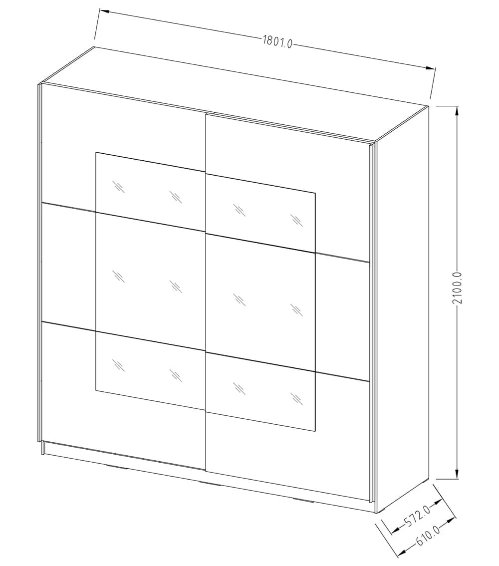 Beta Sliding Door Mirrored Wardrobe - Image 3