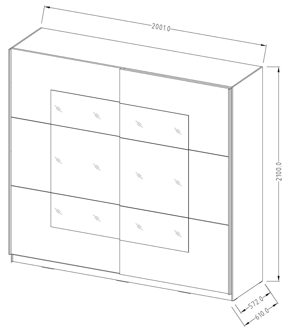 Beta Sliding Door Mirrored Wardrobe - Image 5