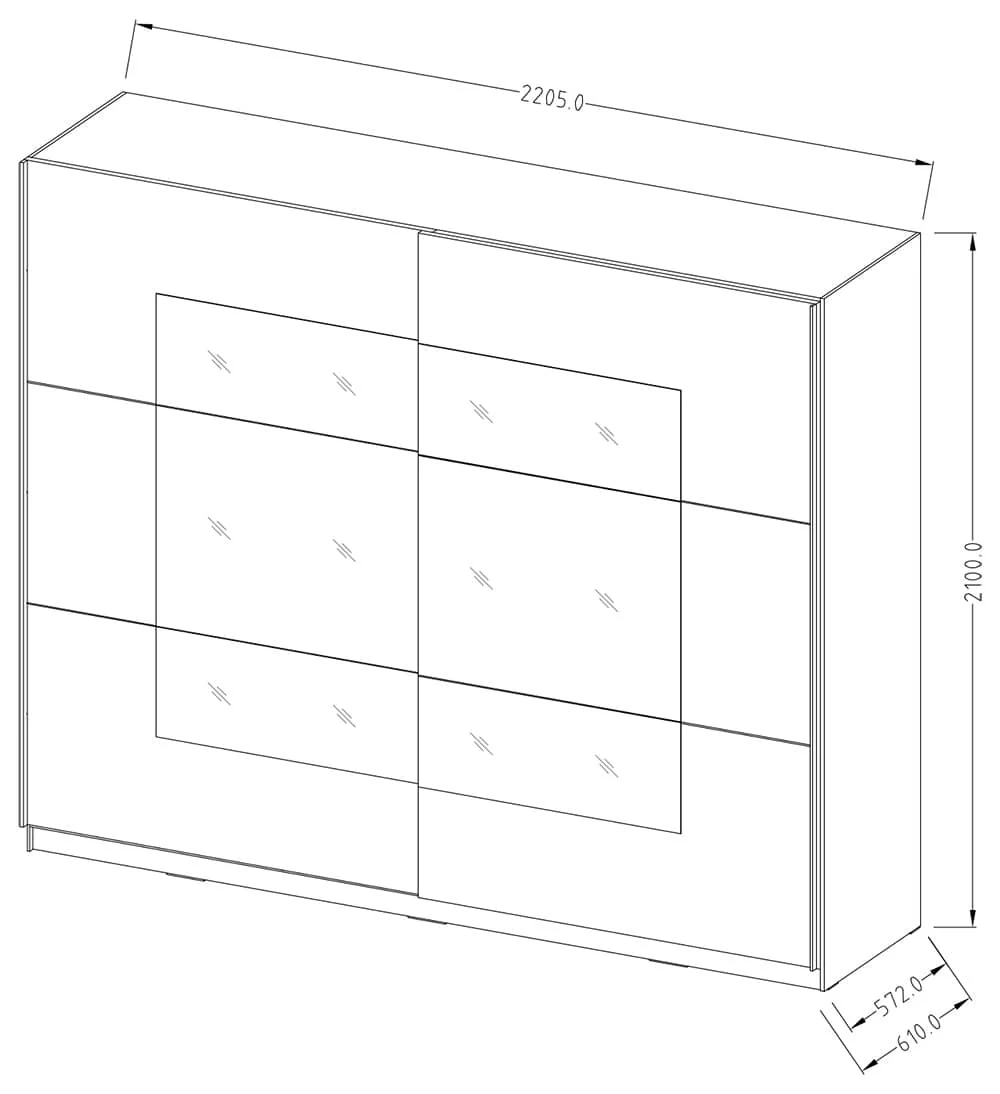 Beta Sliding Door Mirrored Wardrobe - Image 7