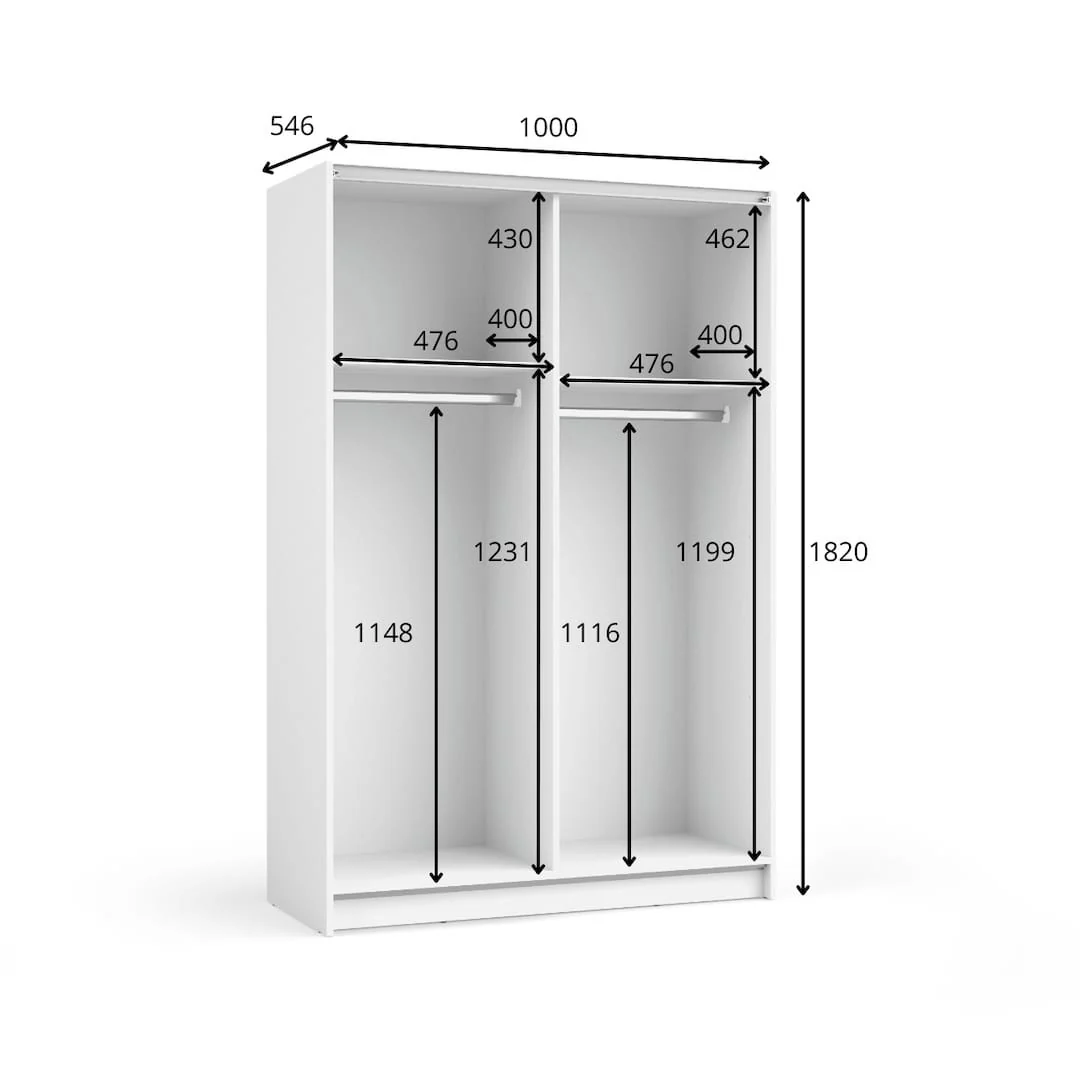 Sofia Sliding Door Wardrobe 100cm - Image 4