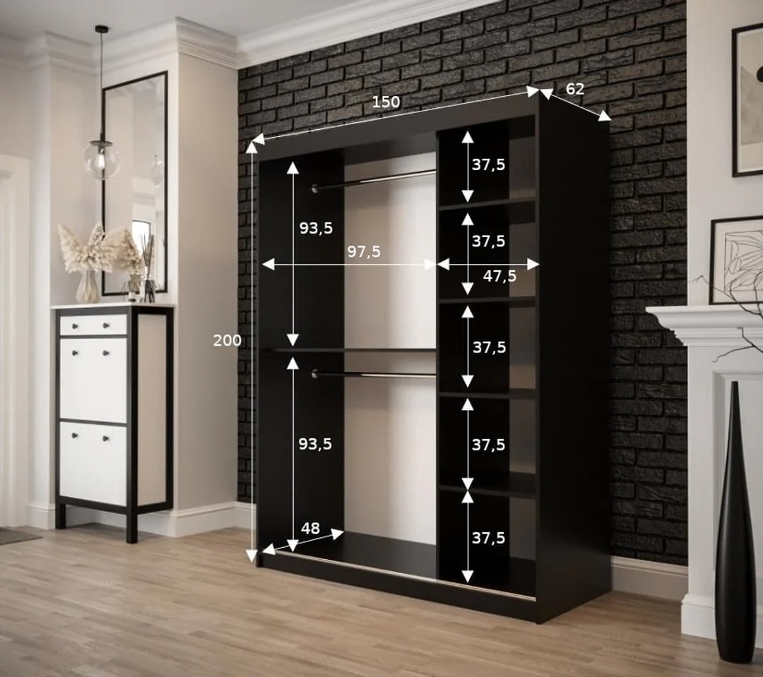 Tilburg I Sliding Door Wardrobe 150cm - Image 5