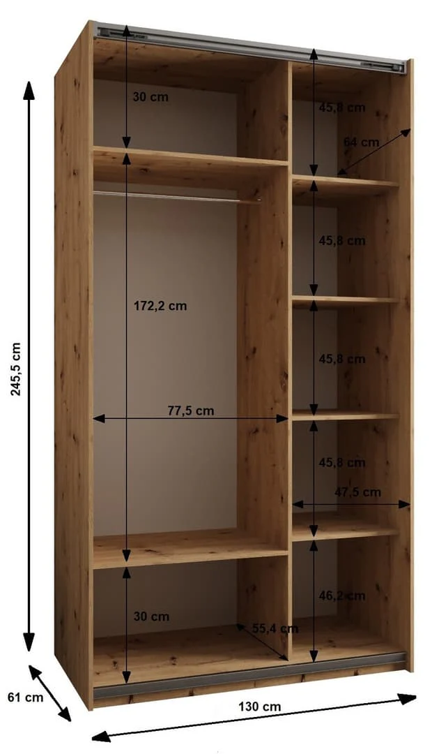 Trosa I Sliding Door Wardrobe 130cm - Image 6