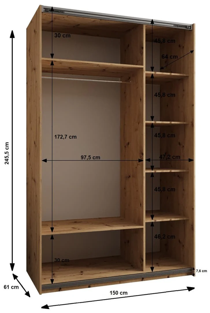 Trosa I Sliding Door Wardrobe 150cm - Image 6