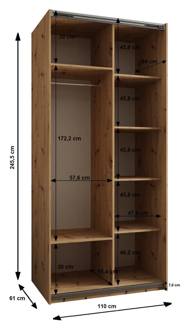 Trosa II Sliding Door Wardrobe 110cm - Image 6