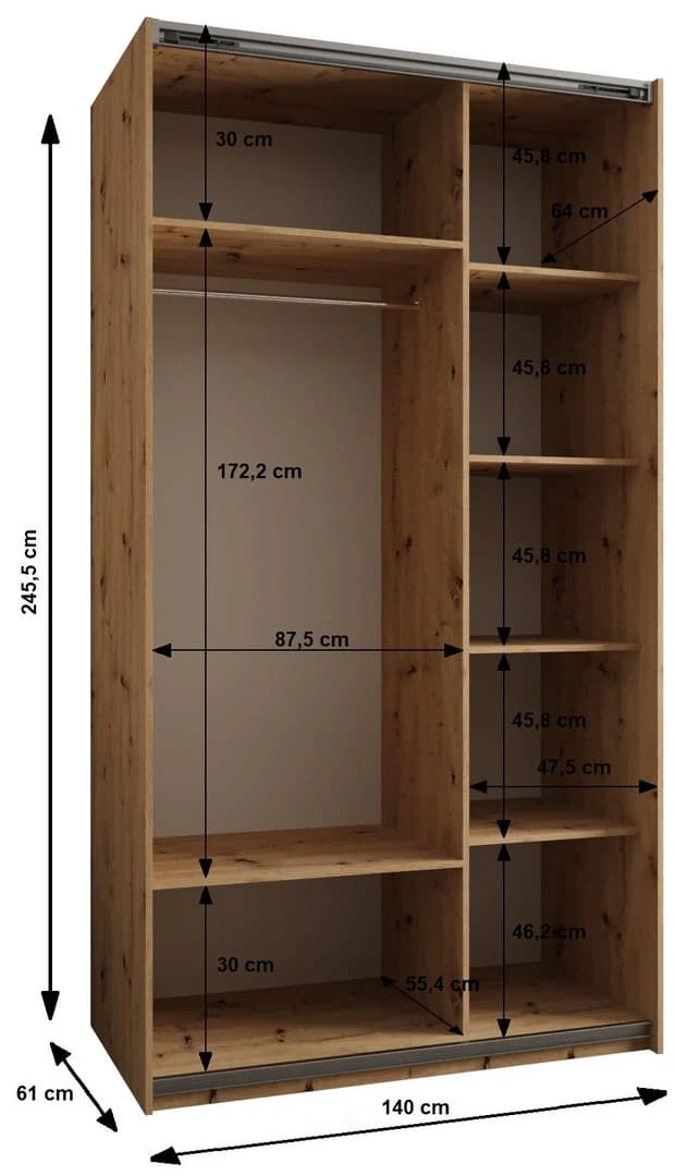 Trosa II Sliding Door Wardrobe 140cm - Image 4