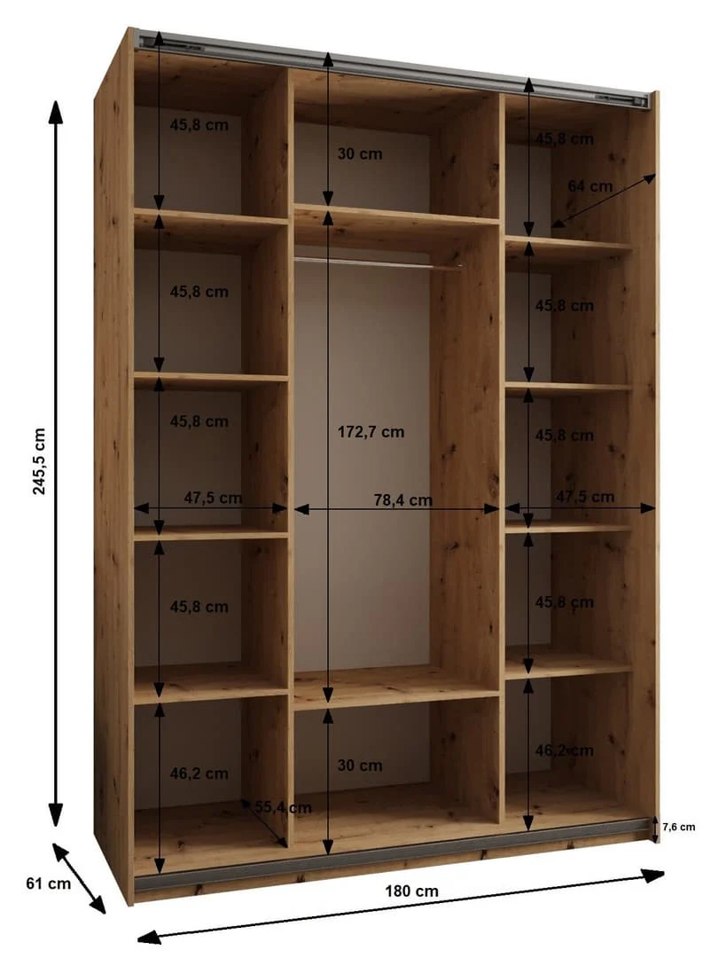 Trosa II Sliding Door Wardrobe 180cm - Image 4