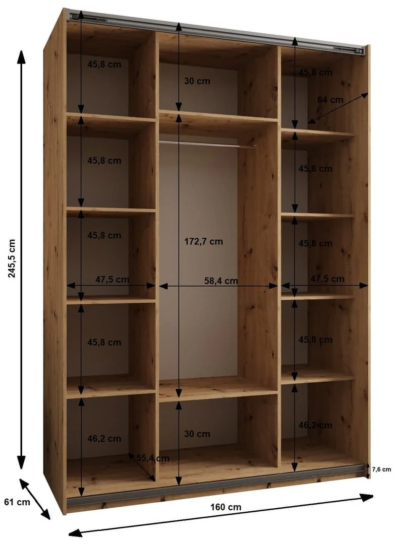 Trosa III Sliding Door Wardrobe 160cm - Image 6