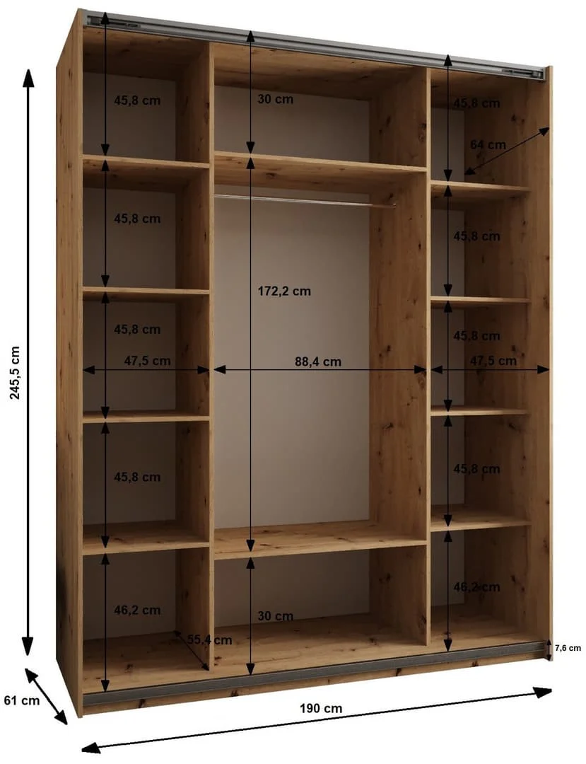 Trosa III Sliding Door Wardrobe 190cm - Image 6
