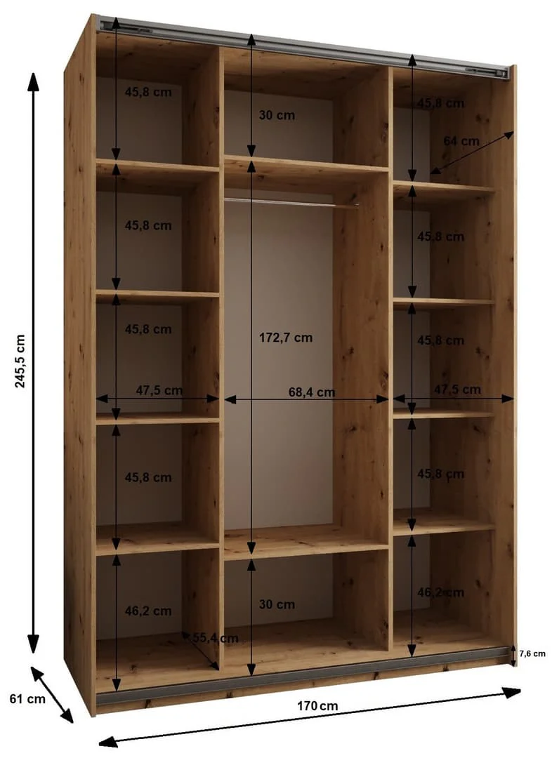 Trosa IV Sliding Door Wardrobe 170cm - Image 6