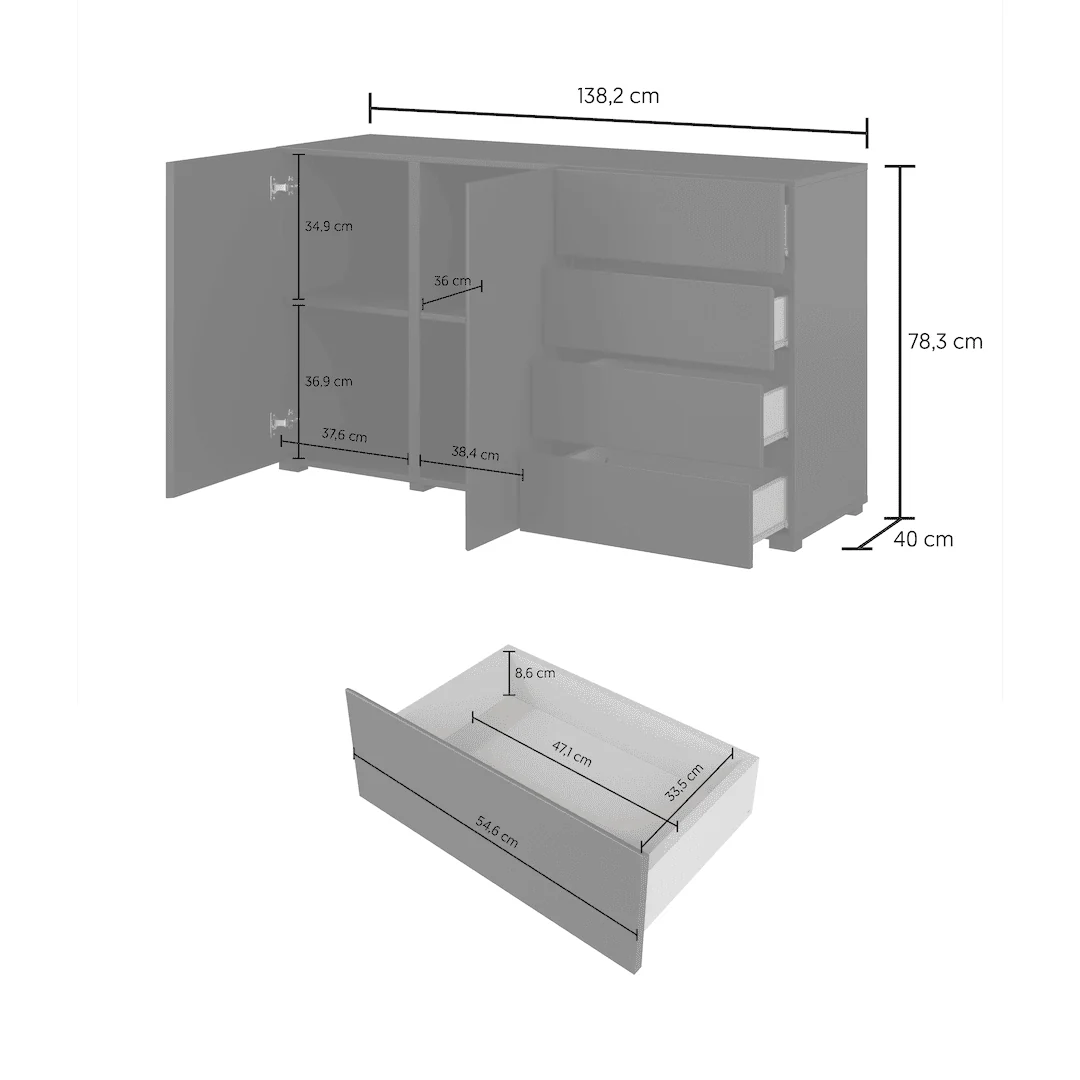 Visby Sideboard Cabinet 138cm - Image 11