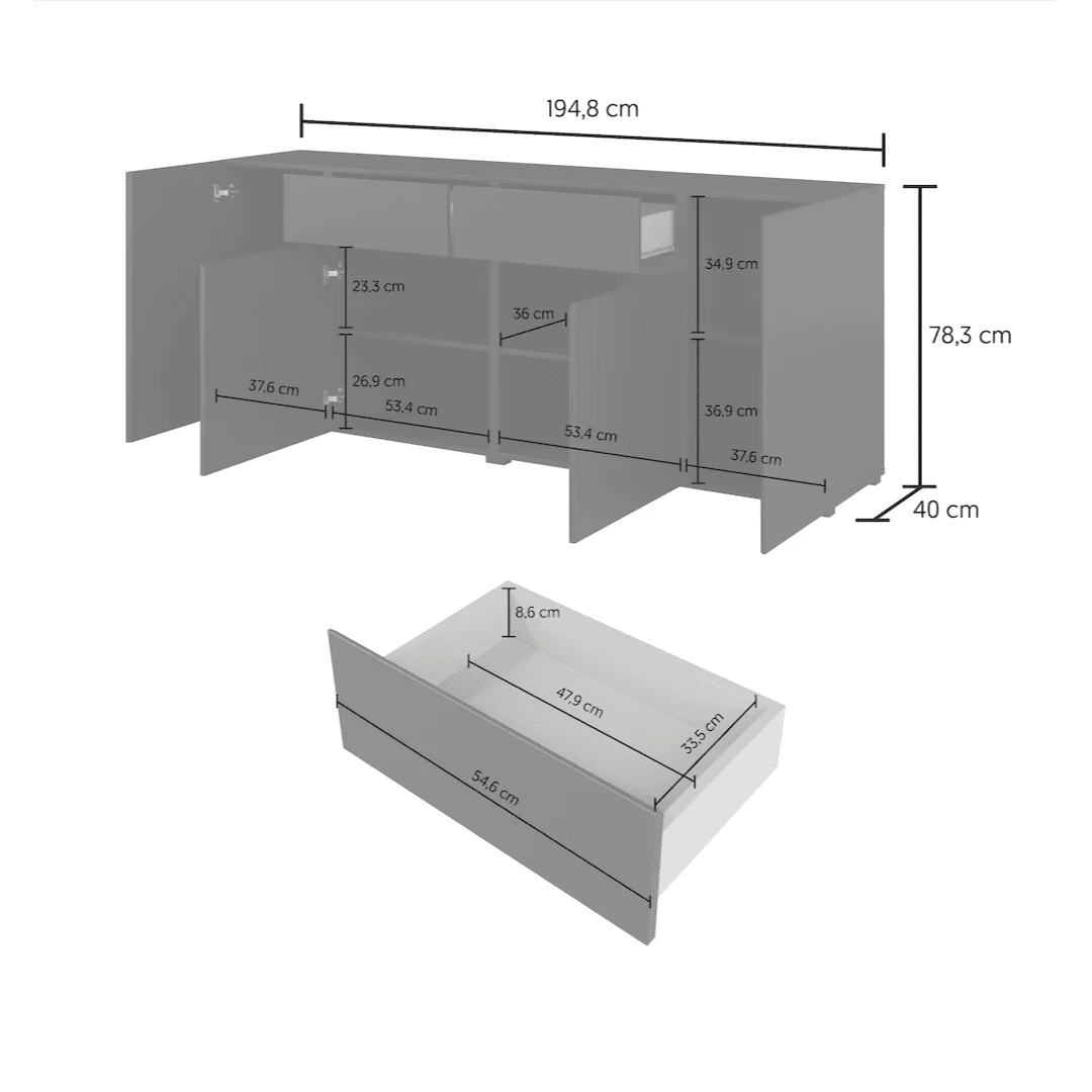 Visby Sideboard Cabinet 195cm - Image 10