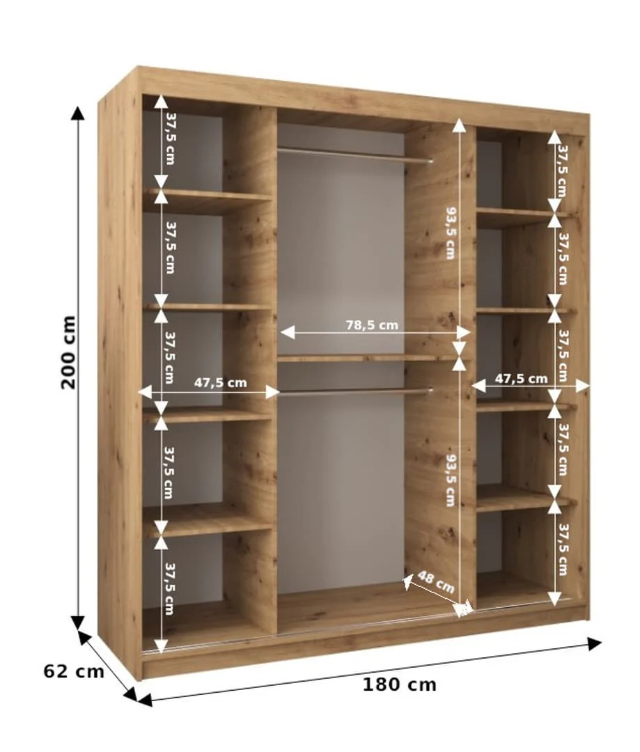 Wave Sliding Door Wardrobe 180cm - Image 17