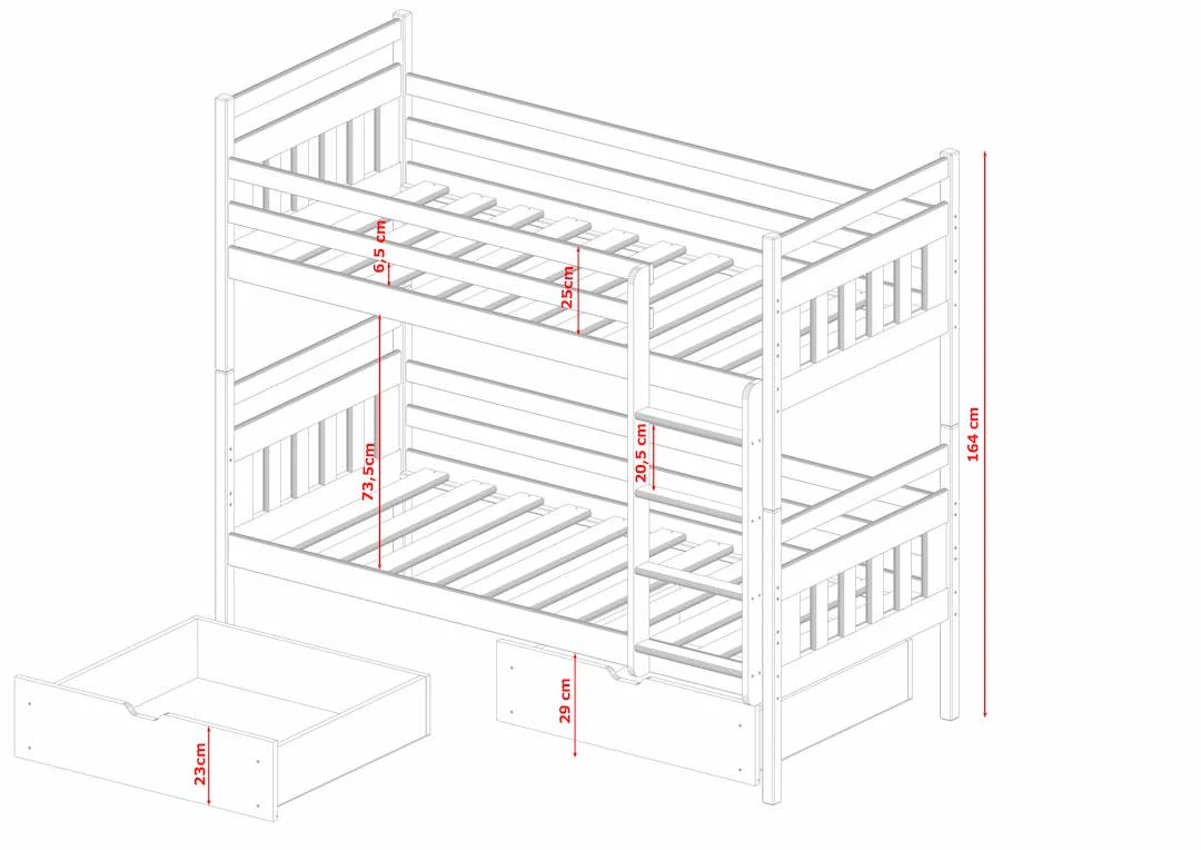 Wooden Bunk Bed Adas with Storage - Image 14