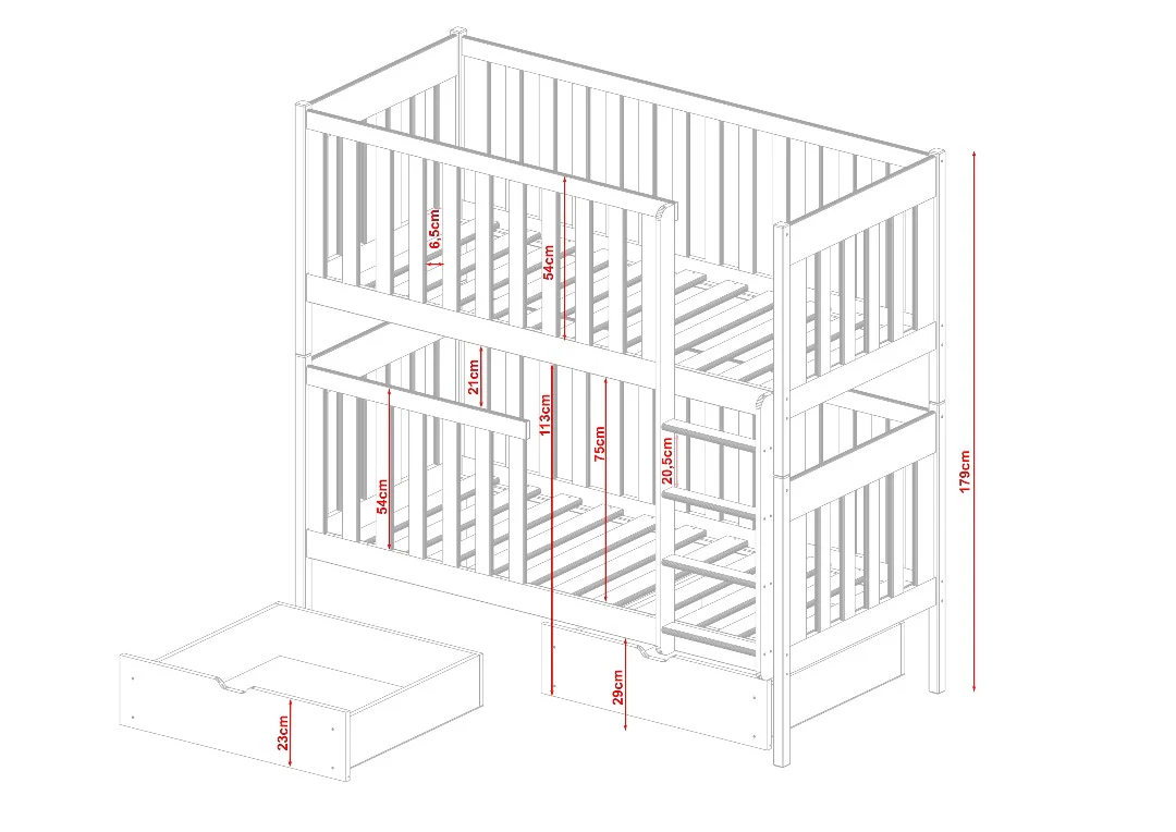 Wooden Bunk Bed David with Storage - Image 13