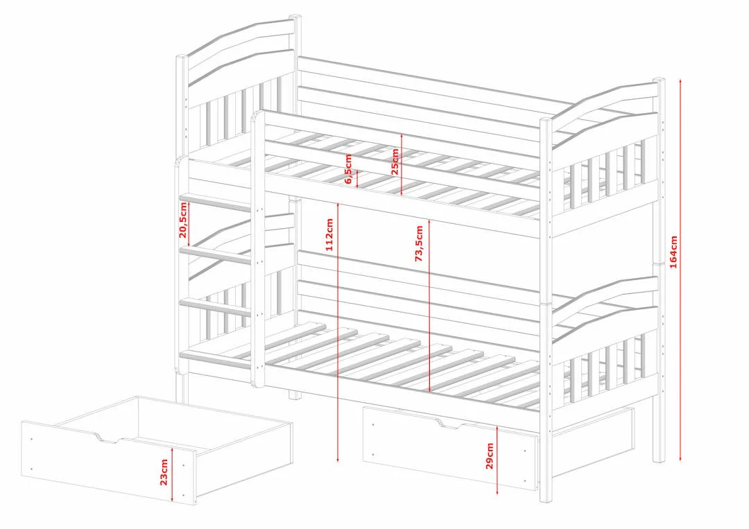 Wooden Bunk Bed Gabi with Storage - Image 17