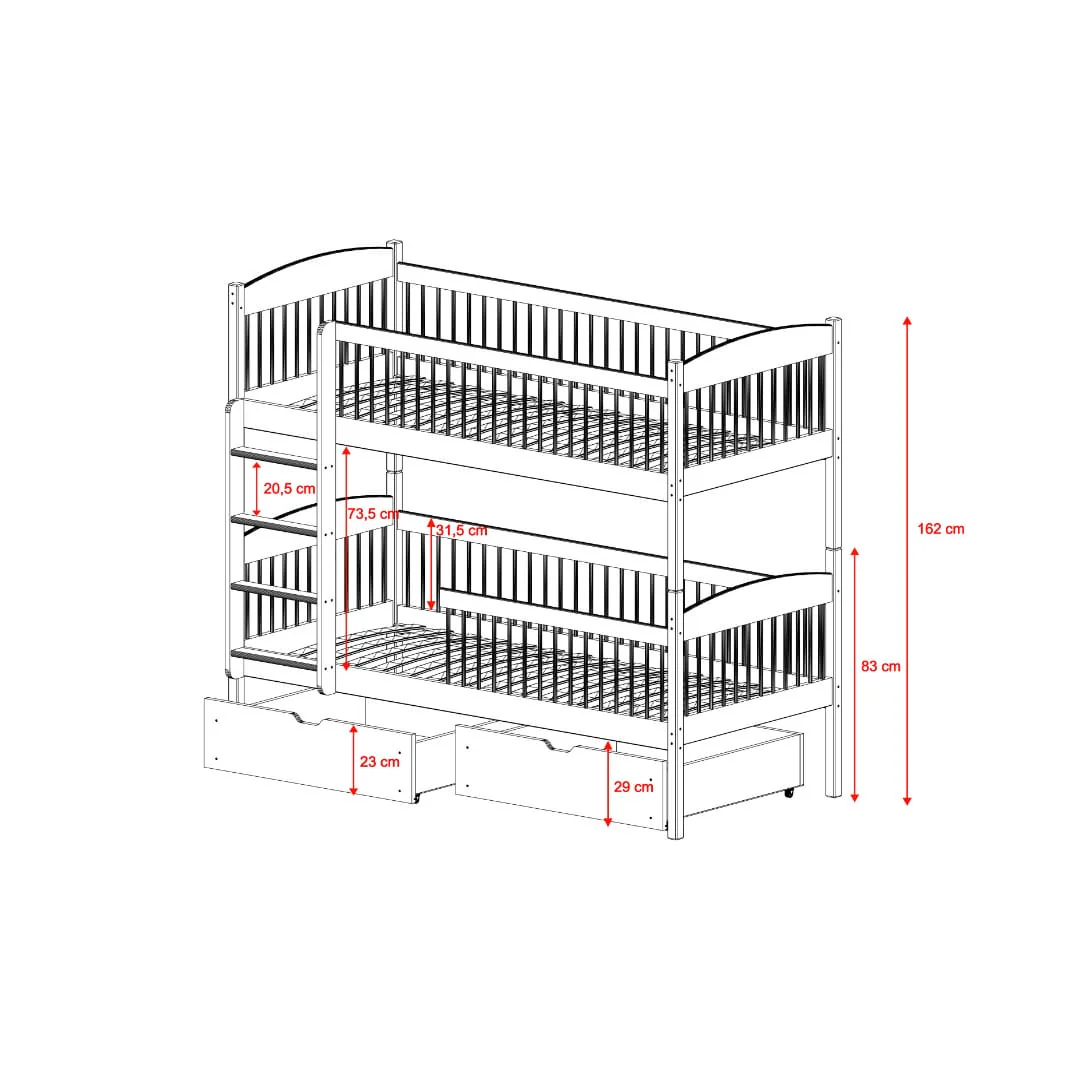 Wooden Bunk Bed Luna With Storage - Image 8