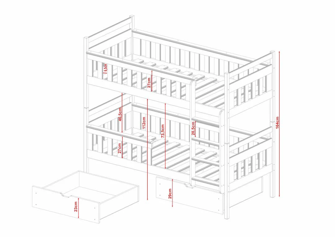 Wooden Bunk Bed Tezo with Storage - Image 15