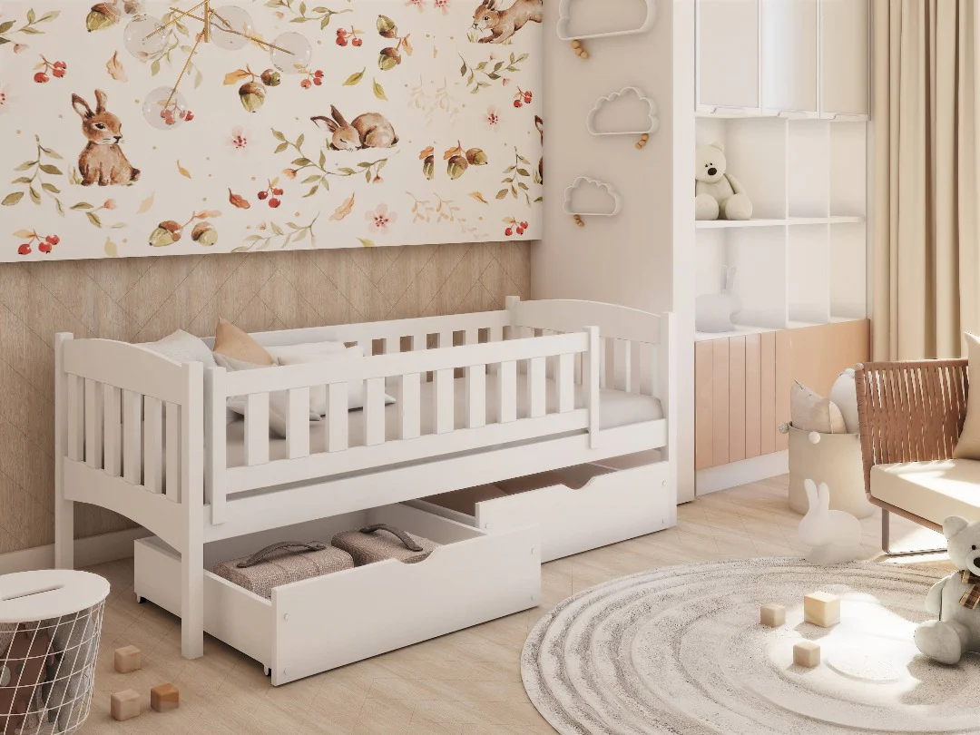 Wooden Single Bed Gucio with Storage - Image 2
