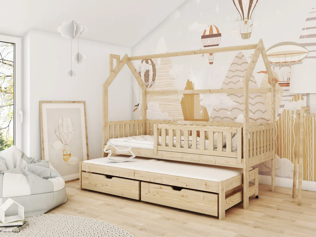 Wooden Single Bed Monkey With Trundle - Image 12