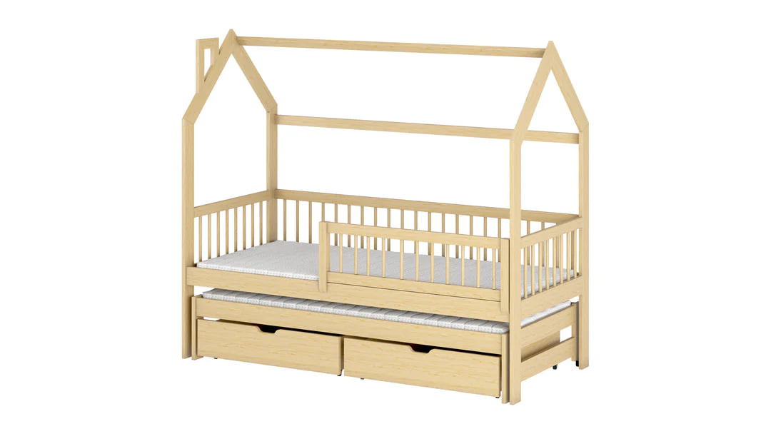 Wooden Single Bed Papi With Trundle - Image 10