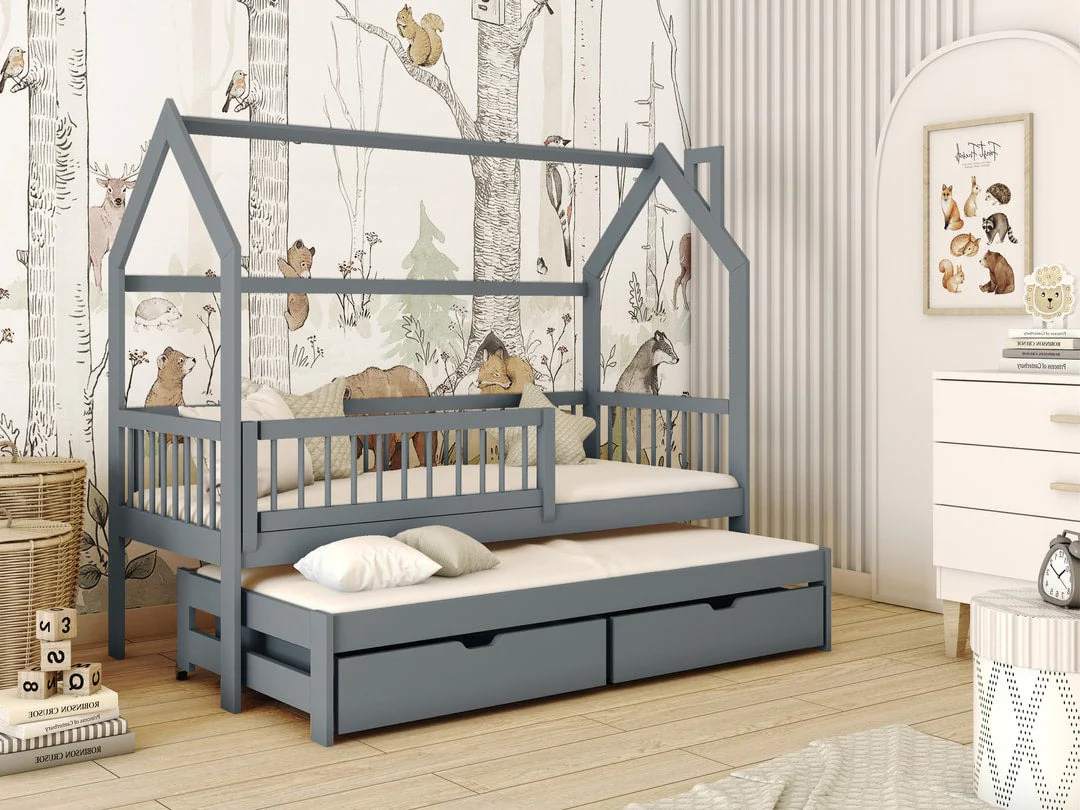 Wooden Single Bed Papi With Trundle - Image 11