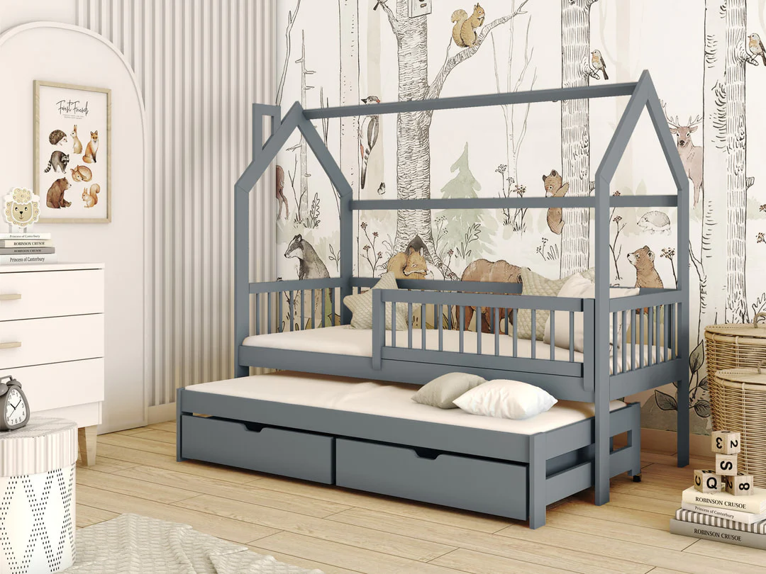 Wooden Single Bed Papi With Trundle - Image 12