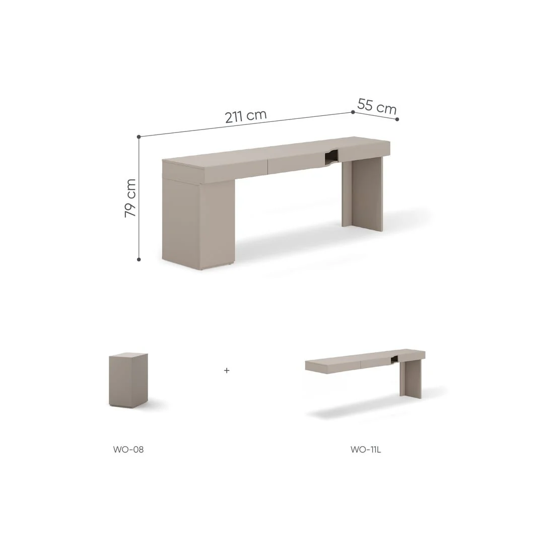 Woow Desk With Storage Container 211cm - Image 4