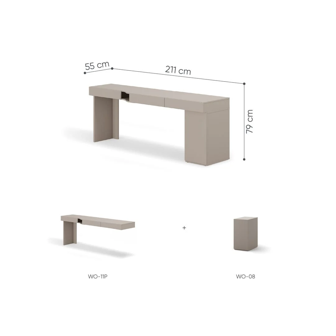 Woow Desk With Storage Container 211cm - Image 9