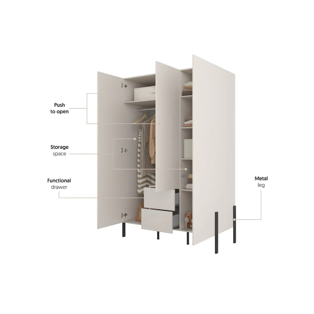 Yukon Hinged Door Wardrobe 139cm - Image 3